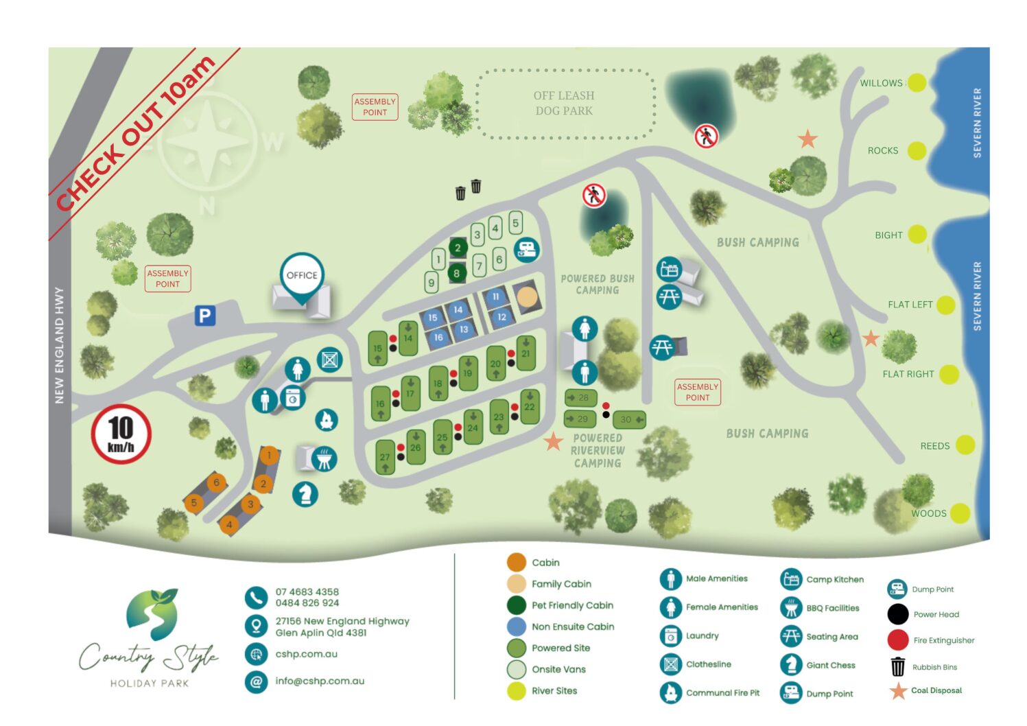 Country Style Riverside Caravan Park Map | Stanthorpe